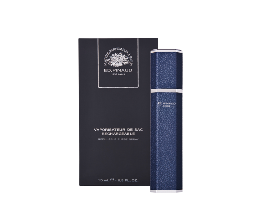 奢華紋理真皮便攜式香水噴霧器 – 藍黑色 和諧的海洋 - 古龍水 Luxury Leather Purse Spray - textured pattern dark blue color - COLOGNE ROYALE