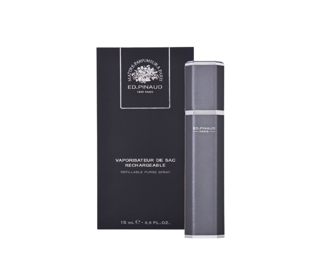 奢華光滑真皮便攜式香水噴霧器- 灰色 和諧的海洋 - 古龍水 Luxury Leather Purse Spray - smooth pattern grey color - COLOGNE ROYALE