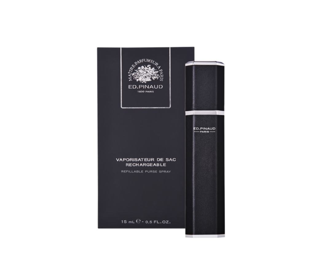 奢華光滑真皮便攜式香水噴霧器 – 黑色愛的漣漪 - 淡香水 Luxury Leather Purse Spray - smooth pattern black color - FOUGERE FRUITE